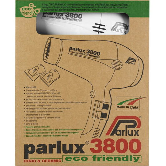 3800 Eco Friendly Ceramic & Ionic 2100W Hair Dryer - White